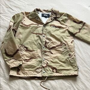 Stussy Desert Camo Coach Jacket in Tan and Brown
